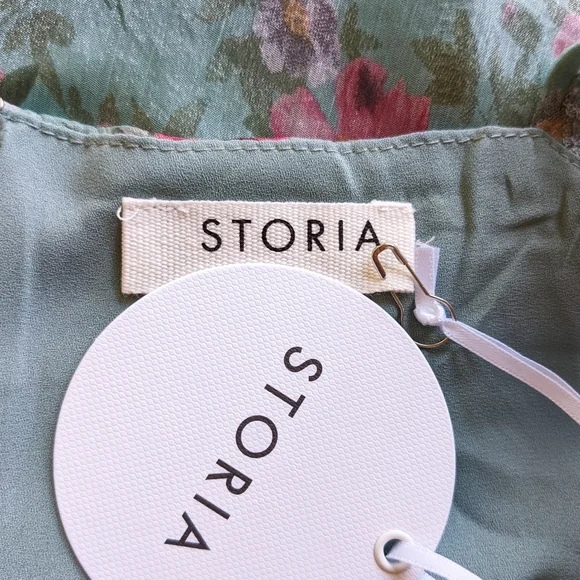 🦋LAST🦋 NWT Storia Teal Floral Baby Doll Midi Dress - Picture 5 of 5